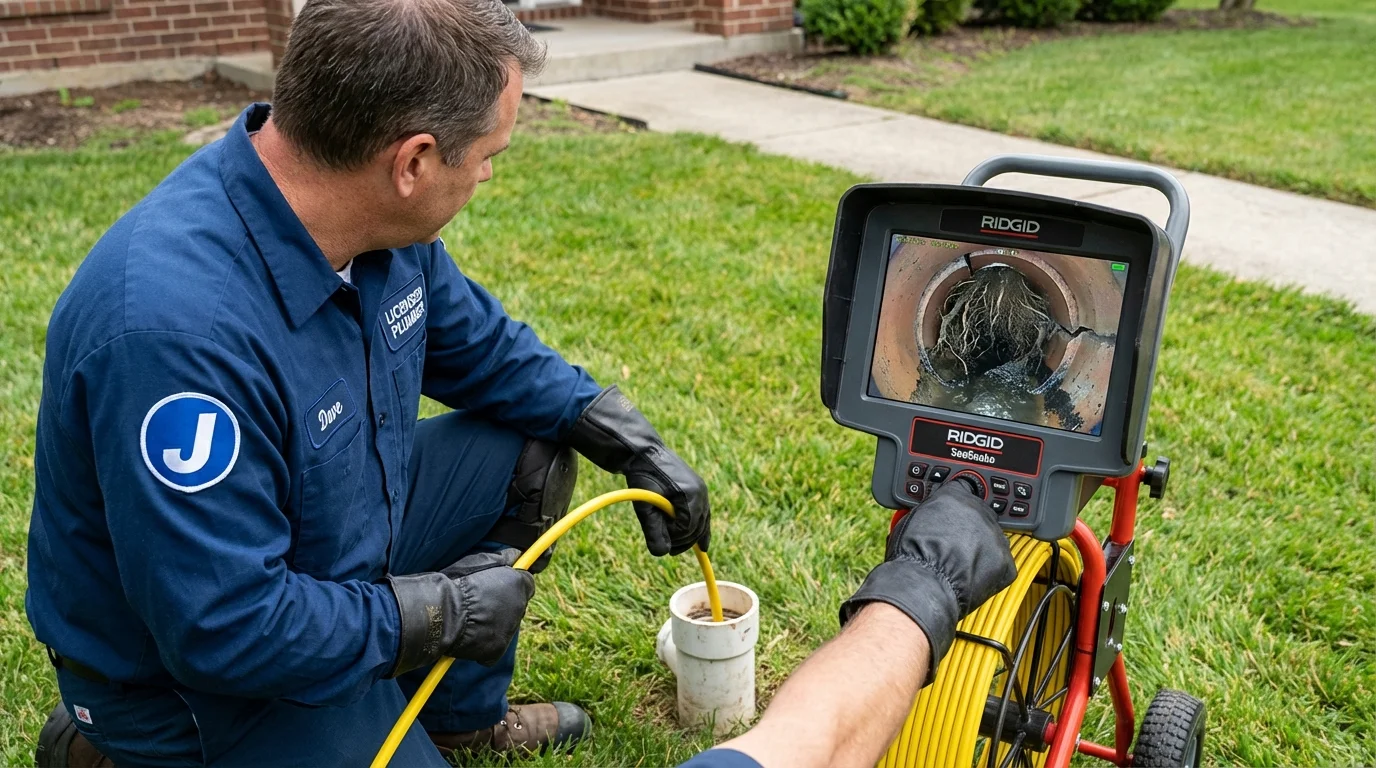 Sewer camera inspection being performed by Johns Plumbing LLC in Fishers